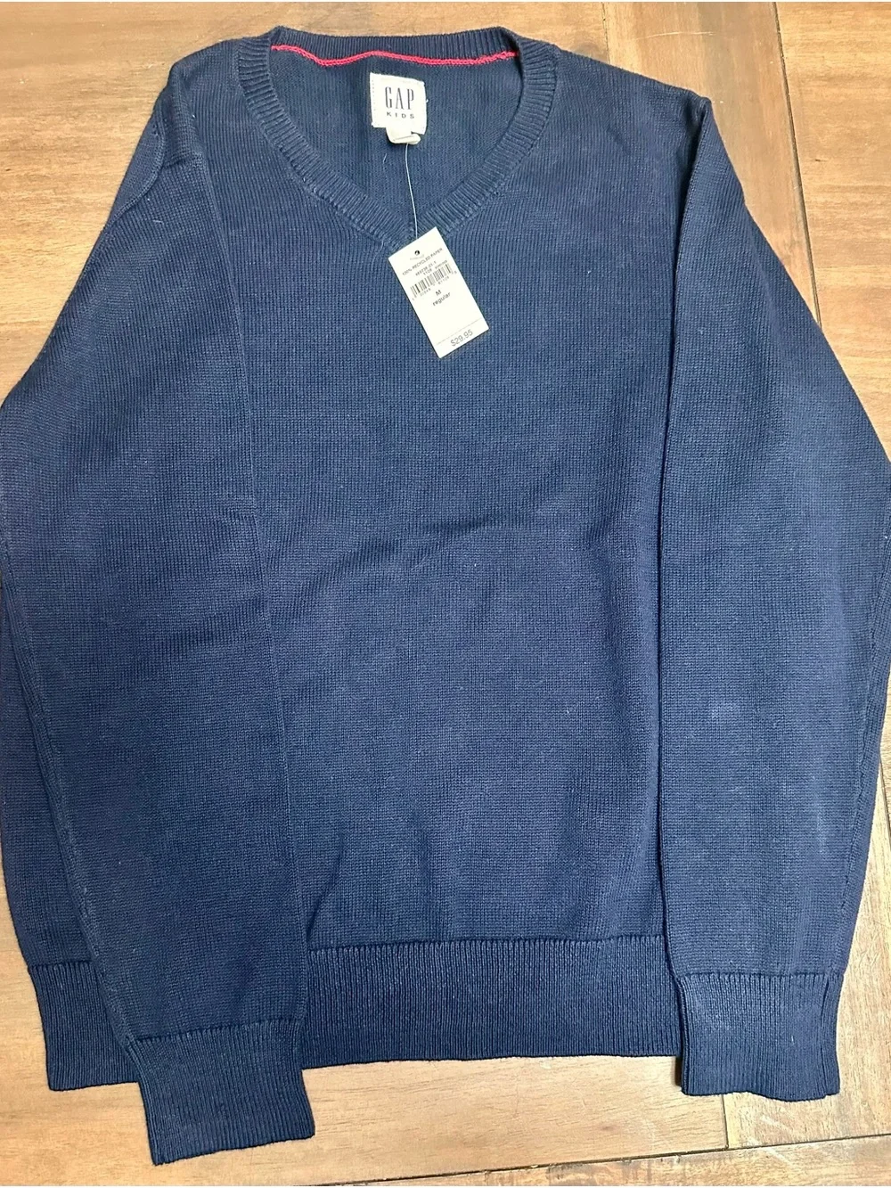 GAP Navy V-Neck Sweater with Pink Trim
